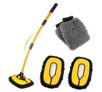 MIKKUPPA Brosse Lavage Voiture Manche Télescopique 15° Microfibre sans | pour Voiture SUV Camion Camping-car avec 2 Têtes et 2 Gants de Lavage