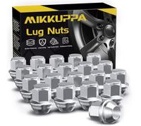 MIKKUPPA Écrous de roue M12 x 1,5 - SW19 de rechange pour Ford Fusion, Focus, Escape, Fiesta, 20 pièces monobloc chromé OEM Factory Style Bulge Acorn Seat