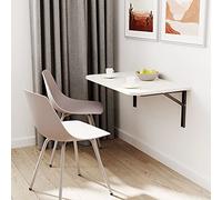 mikon AKKE Table Murale Rabattable avec Coins Arrondis - Table Pliante Gain de Place 18mm - Cuisine Bureau et Chambre d'enfant - Plateau Robuste avec Bordure PVC 2mm 60x40 cm Weiss Craft