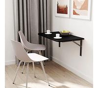 mikon AKKE Table Murale Rabattable avec Coins Arrondis - Table Pliante Gain de Place 18mm - Cuisine Bureau et Chambre d'enfant - Plateau Robuste avec Bordure PVC 2mm 70x40 cm Noir