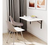 mikon AKKE Table Murale Rabattable avec Coins Arrondis - Table Pliante Gain de Place 18mm - Cuisine Bureau et Chambre d'enfant - Plateau Robuste avec Bordure PVC 2mm 70x60 cm Blanc
