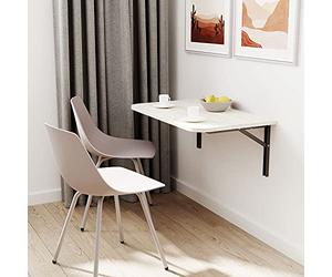 mikon AKKE Table Murale Rabattable avec Coins Arrondis - Table Pliante Gain de Place 18mm - Cuisine Bureau et Chambre d'enfant - Plateau Robuste avec Bordure PVC 2mm 70x40 cm Weiss Craft