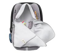 Mikos Couverture Bebe Siege Auto ete en Tissu gaufré pour l'été - Couverture 100% Coton pour siège Auto Couverture Douillette - pour Poussette, Maxi COSI - Sangle à 3 Points (1038) (Grau)