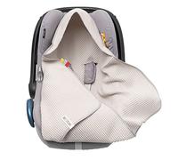 Mikos Couverture Bebe Siege Auto ete en Tissu gaufré pour l'été - Couverture 100% Coton pour siège Auto Couverture Douillette - pour Poussette, Maxi COSI - Sangle à 3 Points (1038) (Lin)