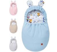 Mikos Couverture enveloppante pour bébé 100 % coton certifié GOTS Zert. Couverture tricotée pour le printemps, chancelière avec fermeture éclair, pour bébé avec rembourrage, universelle pour