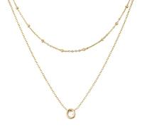 Mikovivi 1 Collier avec Lettre Initiale et 1 Chaîne Courte, Collier Alphabet Plaqué or Tendance Colliers Initiaux Superposés Petit Pendentif Collier Ras du Cou pour Femmes (O)