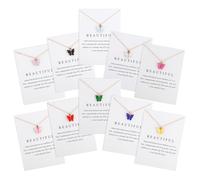 Mikovivi 10pcs Collier Pendentif Papillon Colorés, Collier Papillon Colorés avec Carte Bijoux Cadeaux pour Soirée Entre Femmes