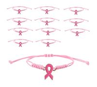 Mikovivi 12pcs Bracelets du Sein, Réglables Roses Tressés en Ruban Bijoux Inspirants pour Soutenir les Survivantes les Combattantes et Événements Caritatifs