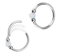 Mikovivi 2pcs Anneaux de Nez Opale pour Femmes, 8mm et 10mm Anneaux de Nez Cerceaux Bijoux de Piercing de Nez Anneaux de Septum Boucle d'Oreille de Cartilage pour Amies Fiancée Cadeau (Blanc)