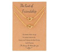 Mikovivi 2pcs Best Friendship Knot Necklace for 2, Or Cœur Nœud Correspondant Pendentif Collier Pour Toujours Deux Amis Bijou Cadeaux