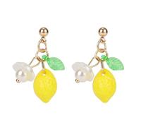 Mikovivi 2pcs Boucle d'Oreille Citron, Adorables Boucles d'Oreilles Pendantes en Résine Jaune Citron Délicates Puces d'Oreilles Fruitées Accessoires de Bijoux pour Femmes