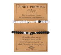 Mikovivi 2pcs Bracelet Nœud de Promesse, Bracelet de Couple Bijou d'Anniversaire Saint-Valentin Symbolisant l'Amour Éternel Convient aux Couples