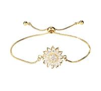 Mikovivi 2pcs Bracelet Tournesol, Réglables Bracelet Fleur Femme avec Strass Scintillants Soulager l'Anxiété pour Femmes (Or)