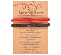 Mikovivi 2pcs Bracelets Assortis, Fil Rouge du Destin Bijoux pour Couples Longue Distance Bracelets de Relation pour Lui et Elle Petit Ami Amoureux Saint-Valentin Anniversaire Cadeaux d'Anniversaire