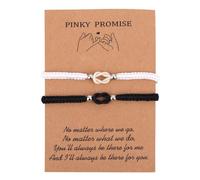 Mikovivi 2pcs Bracelets Assortis pour Couple, Noir et Blanc Bracelet Relation Longue Distance avec Carte Inspirante Idéal Comme Cadeau pour Homme et Femme