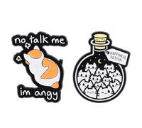 Mikovivi 2pcs Broches Émaillées Dessin Animé, Amusant Animal Broche Insigne Émotionnel Épingles de Revers pour Sac à Dos Veste Chapeau Décoration Cadeaux Amoureux des Animaux