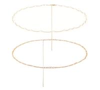 Mikovivi 2pcs Chaînes de Taille Dorées pour Femme, Ajustables et Étanches Bijoux de Corps Sexy Bikini Perles Satellites Cadeau d'Été pour La Plage