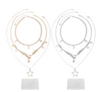 Mikovivi 2pcs Collier Étoile Y2K pour Femmes, Or & Argent Collier Étoile Superposable avec Chaîne Grunge Esthétique Vintage Mignon Gothique Set de Bijoux Emo