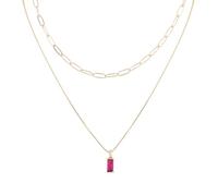 Mikovivi 2pcs Colliers à Breloques en or pour Femme, Collier avec Pierre Naissance en Zircone Inaltérable et Tour de Cou Trombone Cadeau d'Anniversaire Élégant (Juillet Ruby)