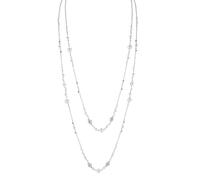 Mikovivi 2pcs Colliers Longs à Plusieurs Rangs pour Femme, Collier à Chaîne Longue Empilable en Perles d'Imitation Bijou Délicat Couleur Argent pour Les Femmes Fêtes Mariages