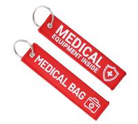 Mikovivi 2pcs Étiquettes d'Alerte Médicale pour Sac, Double Face Étiquette d'Identification Bagages Médicaux avec Anneau Porte-Clés Rouge pour Sacs à Dos et Valises d'Appareils Professionnels