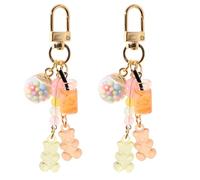 Mikovivi 2pcs Porte-Clés Oursons en Gélatine, Anneaux Porte-Clés Ours Macarons en Résine aux Couleurs de Bonbons Accessoires Mignons Pendentif Kawaii pour Sac à Main pour Femmes (Jaune, Orange)