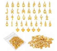 Mikovivi 41 Pièces Ensemble Lettres Dorées, Chiffres, Cœurs Charms | A-Z Paillettes Bulles Alphabet, 0-9 Chiffres & Cœur Forme Pendentifs Set pour Femme Fabrication Bijoux Colliers DIY Artisanat