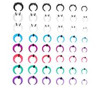 Mikovivi 48pcs Anneaux de Septum en Acrylique, Anneaux Septums Coniques en Forme C Kit d'Étirement Septum Acrylique pour Écarteurs d'Oreilles Nez Tailles 14G 12G 10G 8G 6G 4G (Couleurs Assorties)