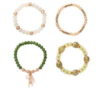 Mikovivi 4pcs Bracelets de Perles Verre Bohèmes, Bracelets de Perles Empilés Style Hawaïen Bijoux en Verre Souple Bohèmes pour Femmes à Offrir