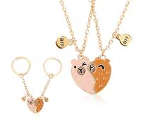 Mikovivi 4pcs Ensemble de Colliers d'Amitié Capybara pour 2 Femmes, Collier Pendentif Cœur Magnétique Assorti pour Meilleures Amies avec Porte-Clés Cadeau Bijou