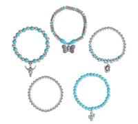 Mikovivi 5pcs Bracelets Turquoise Western pour Femme, Bracelets Extensibles Empilables en Perles Turquoise Synthétiques Bijoux Bohème Rodéo Set pour Concert Country Accessoires de Tenue Cowgirl Cowboy
