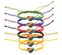 Mikovivi 6pcs Bracelet Fierte, Réglables Tressés à la Main Bracelets d'Amitié LGBT Bijoux Gay Pride Cadeau pour Gays Bisexuels et Lesbiennes