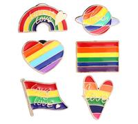Mikovivi 6pcs Épingles de Fierté, Drapeau Arc-en-Ciel Pride Pins LGBT Broche Progressiste Love Is Love Badges Transgenre Lesbienne Bisexuel Gay Décorations pour Vêtements Sacs Chapeaux