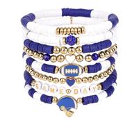 Mikovivi 8pcs Bracelets de Match, Bracelets de Sport Empilables et Élastiques en Perles d'Argile pour Supporters Femmes et Hommes Bijoux Accessoires