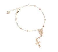 Mikovivi Accessoire de Chapelet de Volant, Pendentif Chapelet Catholique Suspendu avec Pendentif en Croix La Vierge Marie Cadeaux Religieux Catholiques Chaîne Perles Catholiques pour Voiture