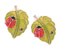 Mikovivi Boucles d'Oreilles Coccinelle à Feuilles Vertes, Délicates Boucles d'Oreilles Coccinelle Rouge Pois Noirs Bijoux Élégants à Clous Cadeaux pour Femmes