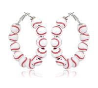 Mikovivi Boucles d'Oreilles Perles Baseball pour Femme, Élégantes Créoles Perles Baseball Bijoux en Forme de Ballon Sport Accessoires pour Amateurs de Sport Esprit d'Équipe