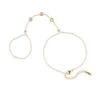 Mikovivi Bracelet Chaîne de Main, Bracelet en Anneau Doré Bracelet Réglable Bracelet à Anneau de Doigt Bijoux de Main Brillants et Élégants Parfaits pour la Mode et les Rendez-Vous (Trois Diamants)