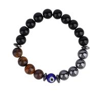 Mikovivi Bracelet Contre le Mauvais Œil, Triple Protection Bracelet Perlé Contre le Mauvais Œil Bloqueur D'énergie Négative Bijou Porte Bonheur pour Homme