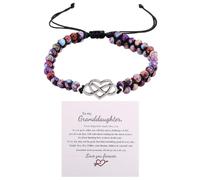 Mikovivi Bracelet Cœur Amour Éternel pour Petite-Fille, Bracelet Double Rang de Perles Tissées en Pierre Naturelle Violette Bijou Inspirant Ajustable Idéal pour Une Petite-Fille