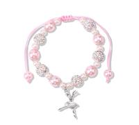 Mikovivi Bracelet de Danse pour Femme, Scintillant Rose Blanc Perle Bracelet à Breloques Élégant Bijou Ballerine Cadeau Récital et de Compétition Danse Classique pour les Danseurs Équipes et les Amis
