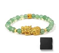Mikovivi Bracelet Feng Shui pour Attirer la Richesse, Bracelet en Jade Véritable Vert Extensible Convenant aux Hommes et aux Femmes un Porte-Bonheur pour Attirer la Richesse et Chance