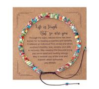 Mikovivi Bracelet Inspirant pour Femmes, Life is Tough But So are You Bracelet d'Encouragement en Pierre Naturelle Bijoux Inspirants pour Femmes Sœur Amis Cadeau Spirituel