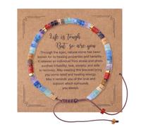 Mikovivi Bracelet Inspirant pour Femmes, Life is Tough But So are You Bracelet en Pierre Naturelle pour Femmes Filles Sœurs Meilleures Amies Cadeau Spirituel
