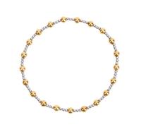 Mikovivi Bracelet Mixte en Métaux pour Femme, 16cm Perles Plaqué Or Élastique en Acier Inoxydable Bracelet de Couleurs Mélangées Étanche Bicolore Réglable Doré et Argenté Accessoires de Bijoux