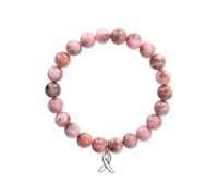 Mikovivi Bracelets Contre du Sein, Breloque Ruban Bracelets de Perles Pierre Naturelle Agate Soins Personnels Bracelet Inspirants Cadeaux d'Encouragement pour Femme Anti-Stress Anti-Anxiété