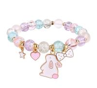 Mikovivi Bracelets de Pâques, Bracelets Élastiques en Argile Polymère Colorés avec Charmes Lapin Mignons Bijoux d'Amitié de Pâques pour Femmes