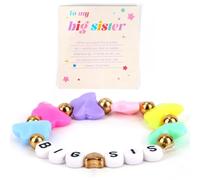 Mikovivi Bracelets pour Grandes Sœurs, Breloque Papillon Colorée Bracelet à Perles et Lettres Bijoux Ajustables pour Petites Filles Nièces ou Meilleures Amies