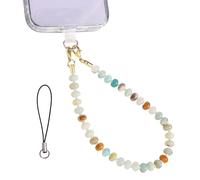 Mikovivi Breloque pour Téléphone Portable avec Cristaux Perlés, Dragonne en Pierre Naturelle avec Attaches Jolis Pendentifs Bracelet Perlé pour Femme Cadeau Porte-Bonheur (Pierre d'Amazonie)