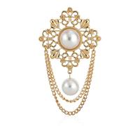 Mikovivi Broches à Pampilles en Chaîne de Fleurs, Épingles Corsage Perles Cour Rétro Dorées Broches Pampilles Chaîne de Fleurs en Filigrane Perles Rondes Vintage pour Femmes